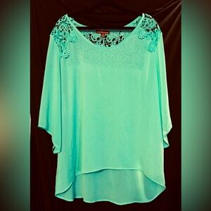 Elegant Teal Lace Women's Top